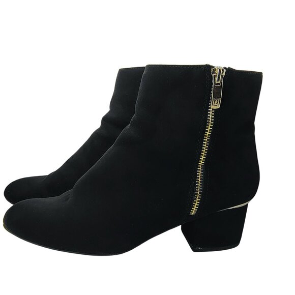 Liz Claiborne Goldie Black Block Heel Booties 8.5 | Zip Ankle Boots - Picture 7 of 9
